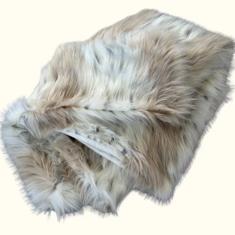 Threshold Faux Fur Fur Throw Blanket Animal Print Tan Cream Cozy Mob Wife Cabin